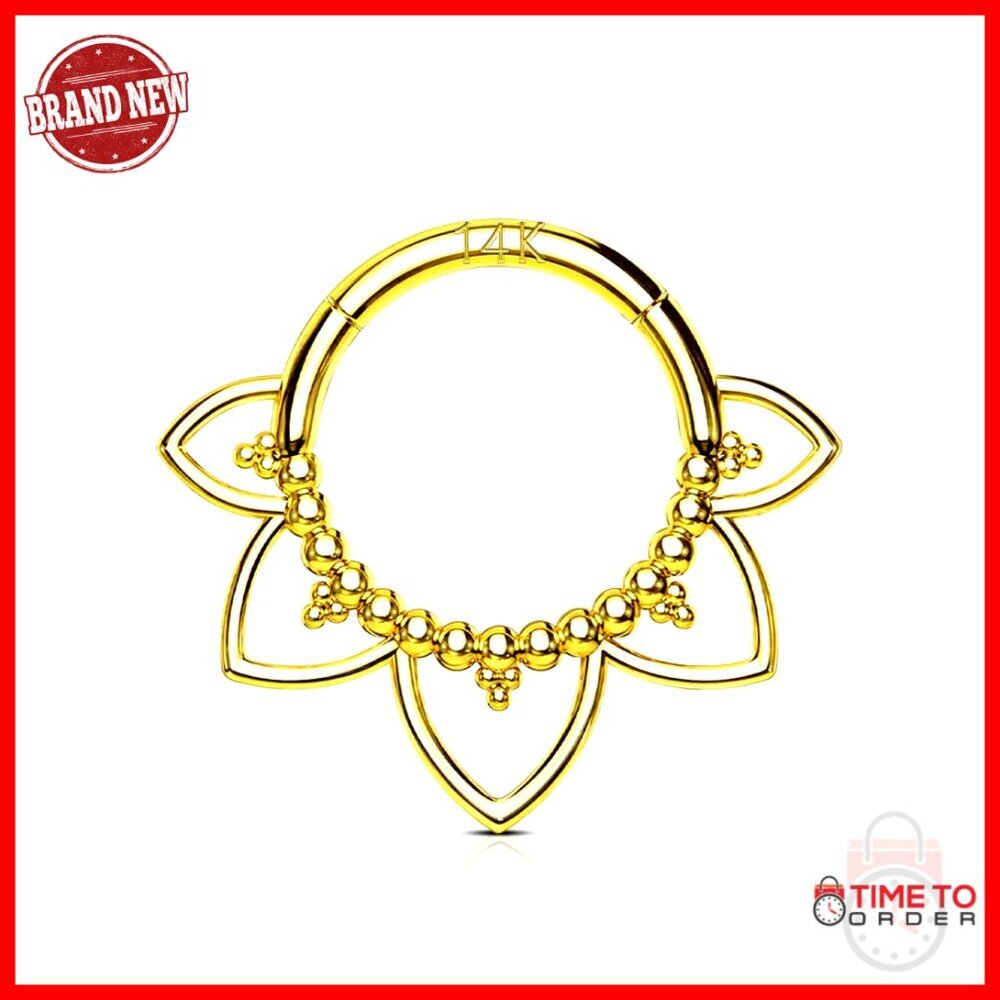 14K Solid Gold Cat Ear Helix Hoop Earring, 16G 8mm Cartilage Piercing Jewelry